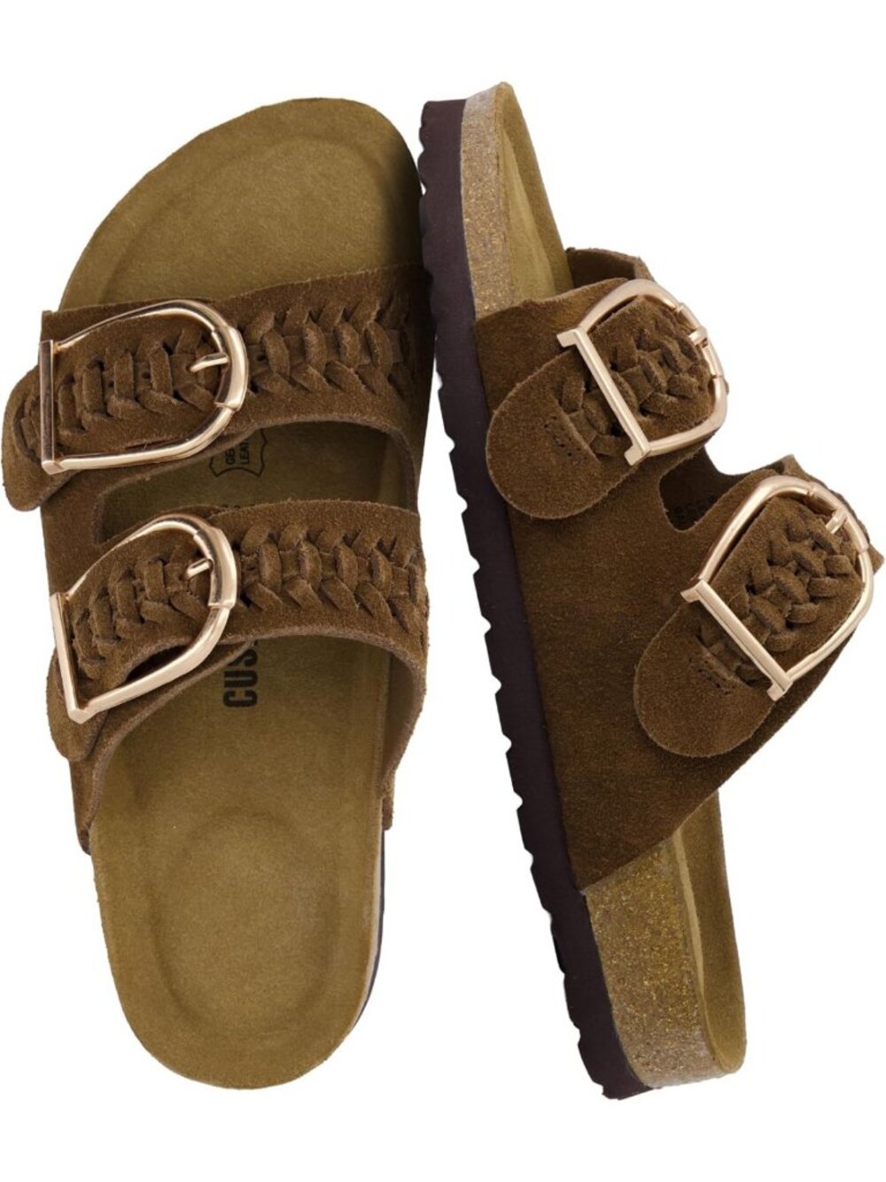 Genuine Leather Braided Sandals for Women | Comfortable Cushioned Footbed
